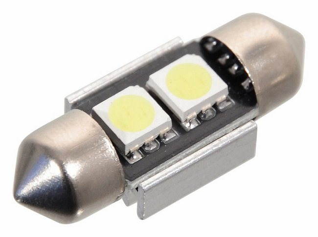 Compass Žiarovka 2 SMD LED 12 V suf. SV8.5 s rezistorom CAN-BUS ready biela