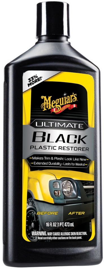 Meguiar's Ultimate Black Plastic Restorer – oživovač a ochrana nelakovaných plastov, 473 ml