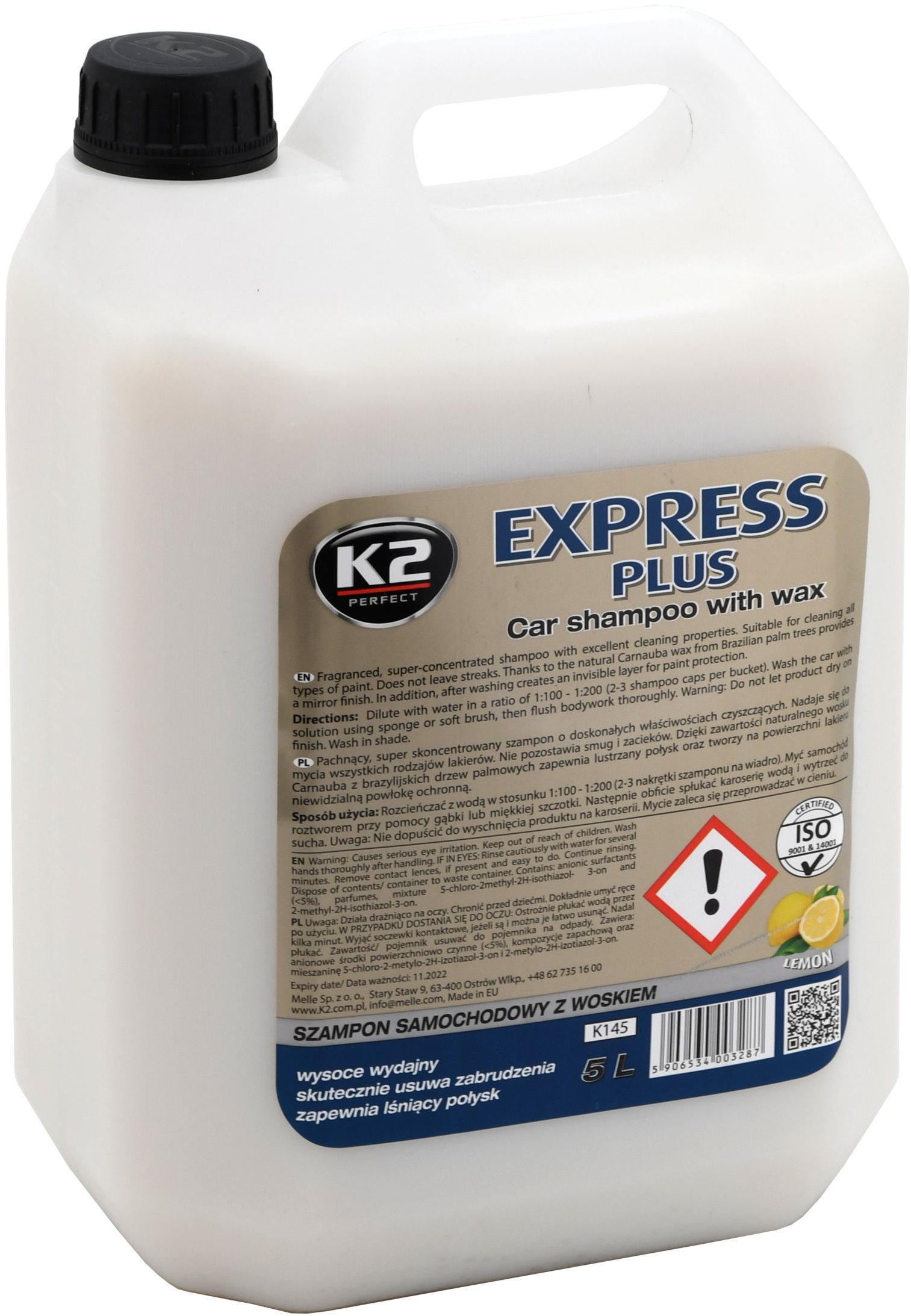 K2 Šampón s voskom 5 L