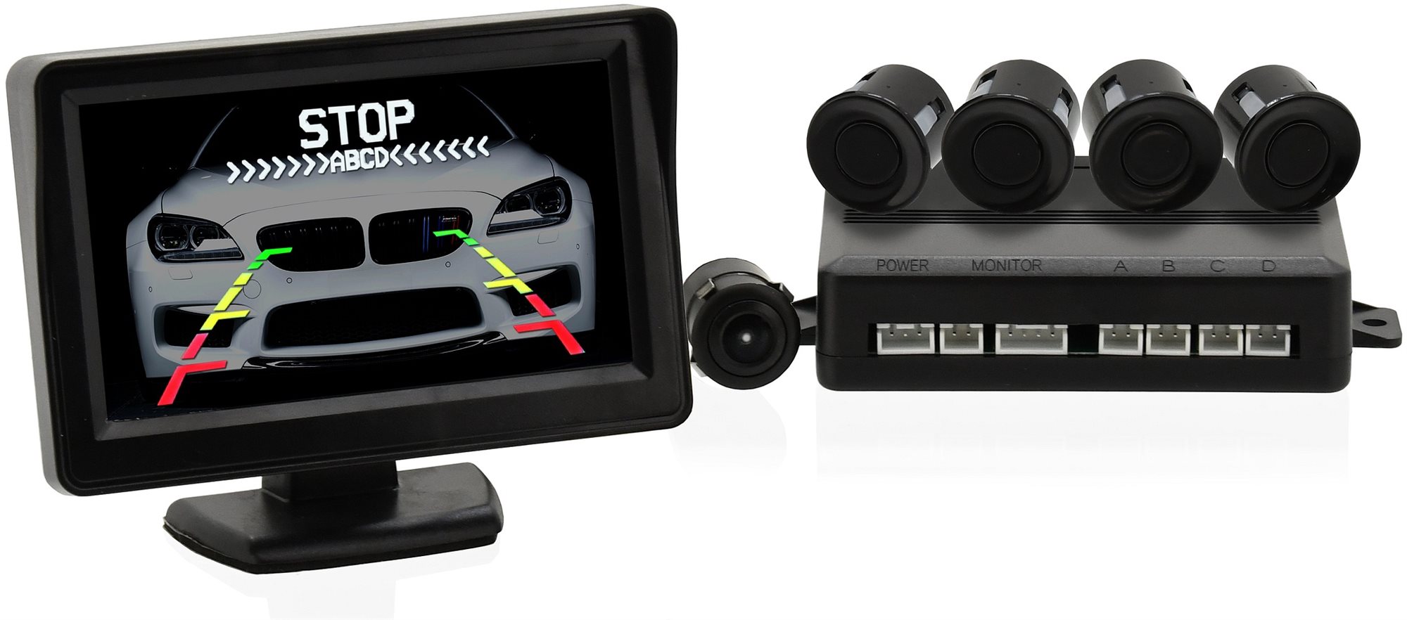 COMPASS - Parkovací asistent, 4 senzory + zadná kamera