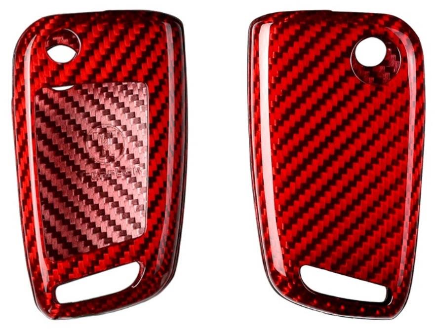 T-carbon pre Škoda Octavia, VW Golf 8 so základným kľúčom, červený karbón