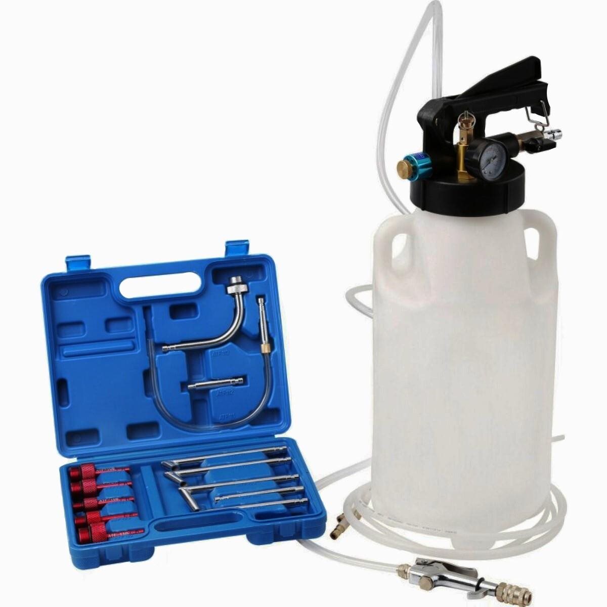 QUATROS QS60642 Pneumatická plnička oleja automatických prevodoviek ATF, s adaptérmi, 8 l