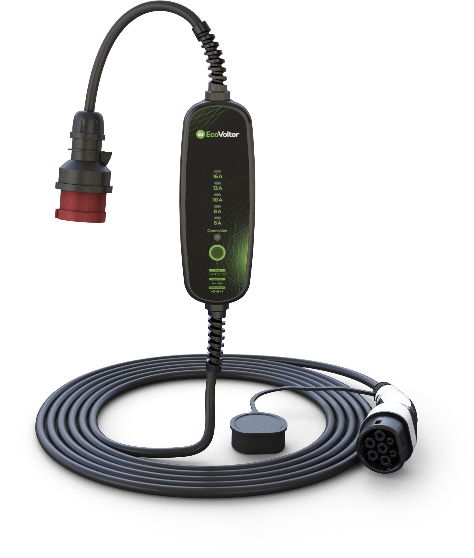 R-EVC prenosný Wallbox EcoVolter 10 m Tesla tlačidlo