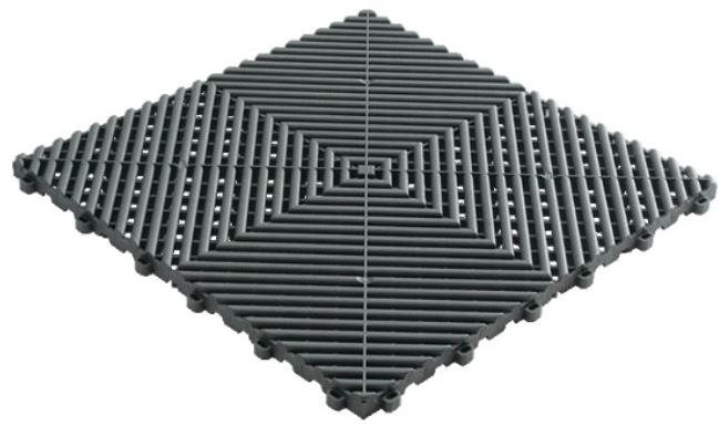 Swisstrax, dlaždica modulárnej podlahy typu Ribtrax Pro 40 × 40 cm farba Slate Grey, sivá