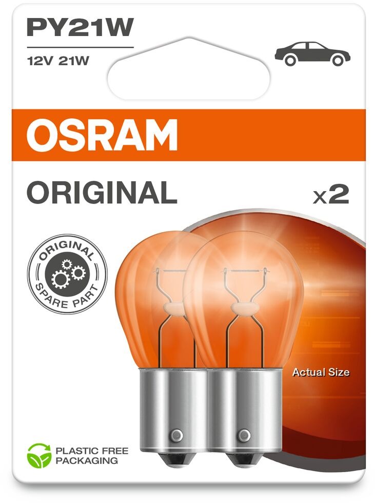 Osram Originál PY21W,12 V, 21 W, BAU15s, 2 kusy v balení, oranžová