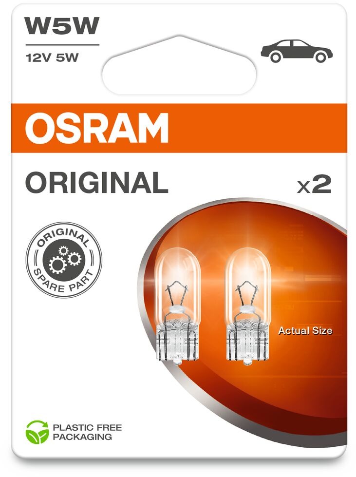 Osram Originál W5 W, 12 V, 5 W, W2.1× 9.5d, 2 kusy v balení