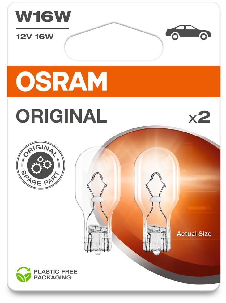 Osram Originál W16 W, 12V, 16 W, W2.1× 9.5d, 2 kusy v balení