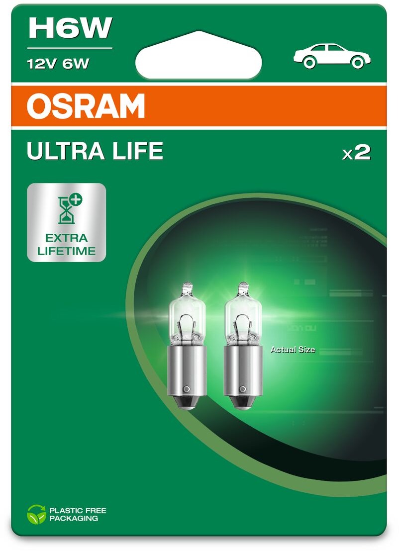 Osram Ultralife H6W, 12 V, 6 W, BAX9s, 2 kusy v balení
