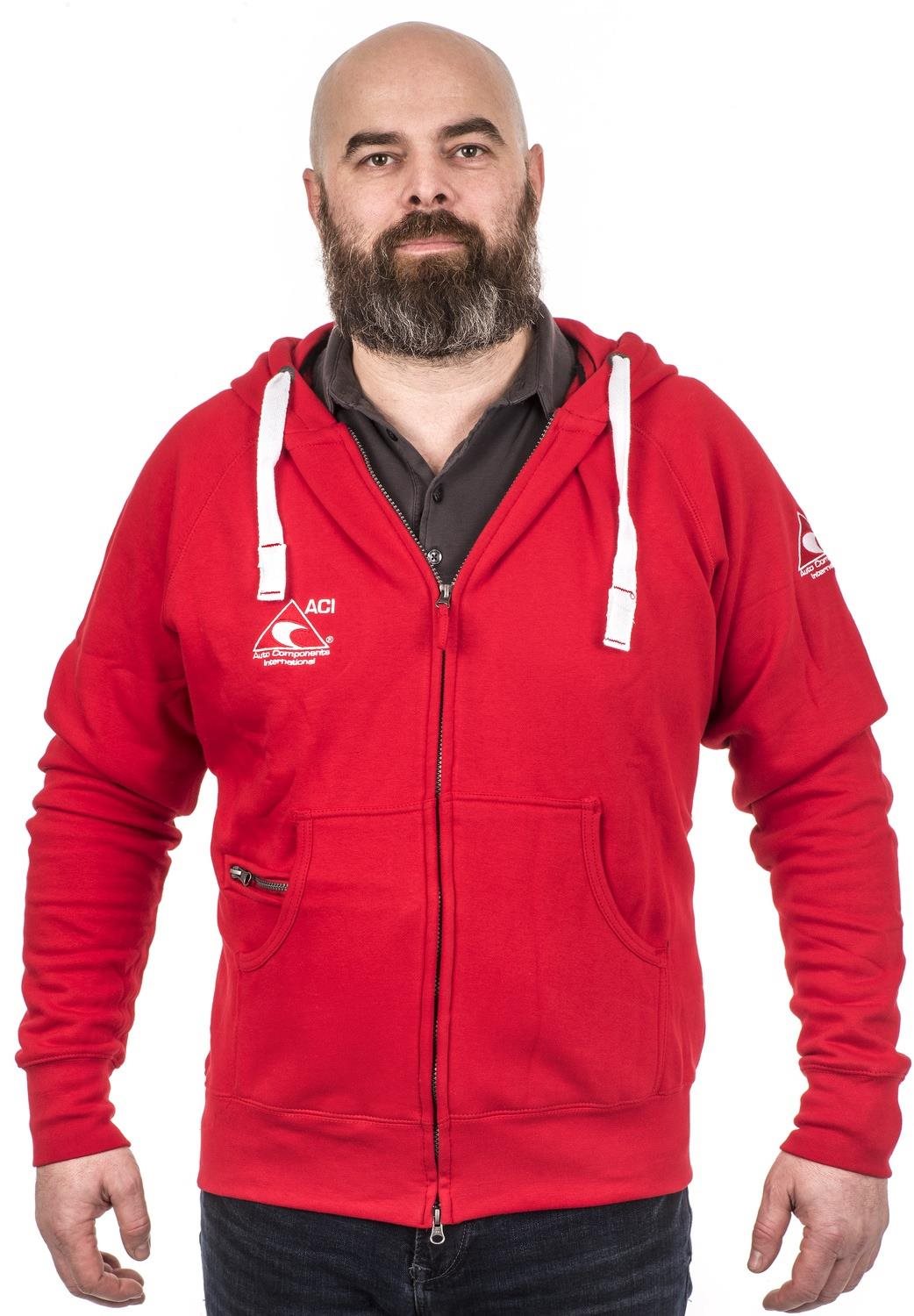 ACI mikina s kapucňou na zips červená, veľ. XXXL