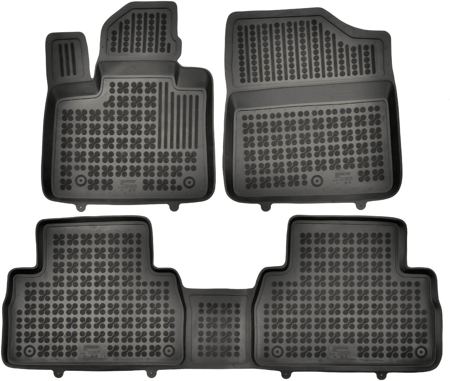 Rezaw-Plast gumové koberčeky čierne s vyšším okrajom Hyundai Santa Fe 21- Hybrid, 5 miest, sada 3 ks