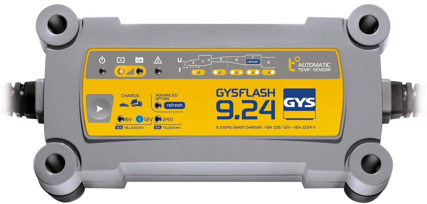 GYS Gysflash 9.24, 6/12/24 V, 15 – 300 Ah, 6/12 V 9 A, 24 V 6 A