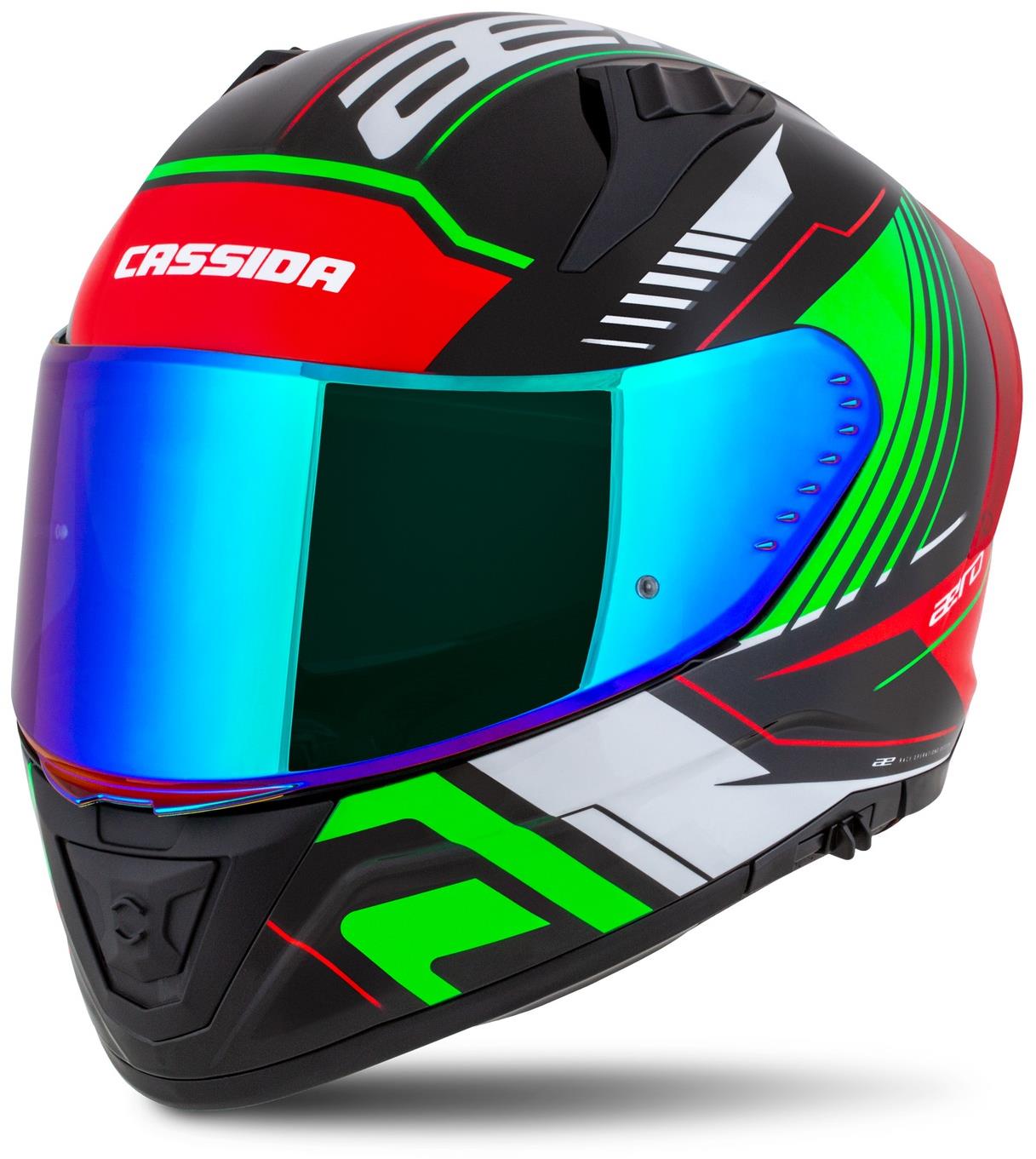 CASSIDA Aero Drome 2025, čierna perleť/červená/zelená/biela, veľkosť 2XL