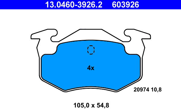 ATE 603926 Sada brzdových doštičiek 13.0460-3926.2