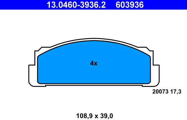 ATE 603936 Súprava brzdových doštičiek 13.0460-3936.2