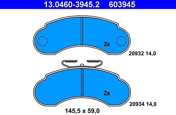 ATE 603945 Súprava brzdových doštičiek 13.0460-3945.2