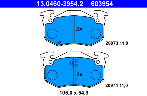 ATE 603954 Súprava brzdových doštičiek 13.0460-3954.2