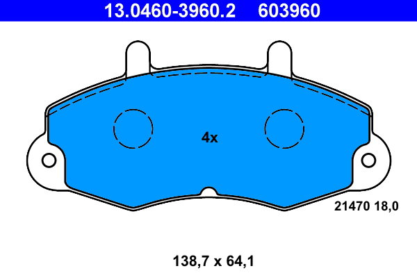 ATE 603960 Sada brzdových doštičiek 13.0460-3960.2