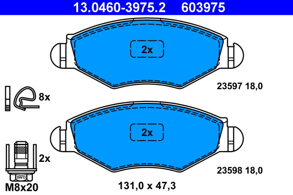ATE 603975 Sada brzdových doštičiek 13.0460-3975.2