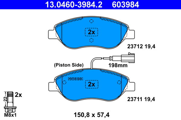 ATE 603984 Súprava brzdových doštičiek 13.0460-3984.2