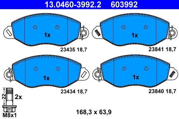 ATE 603992 Sada brzdových doštičiek 13.0460-3992.2