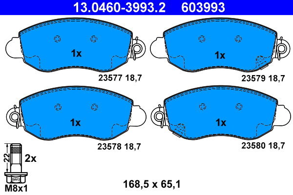 ATE 603993 Sada brzdových doštičiek 13.0460-3993.2