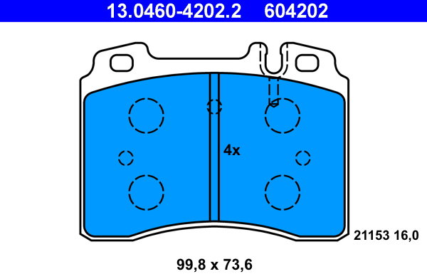 ATE 604202 Sada brzdových doštičiek 13.0460-4202.2