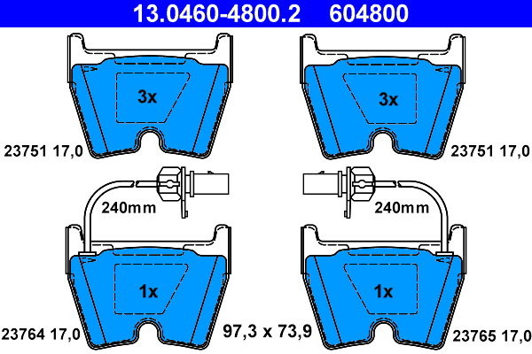 ATE 604800 Sada brzdových doštičiek 13.0460-4800.2