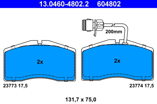 ATE 604802 Súprava brzdových doštičiek 13.0460-4802.2