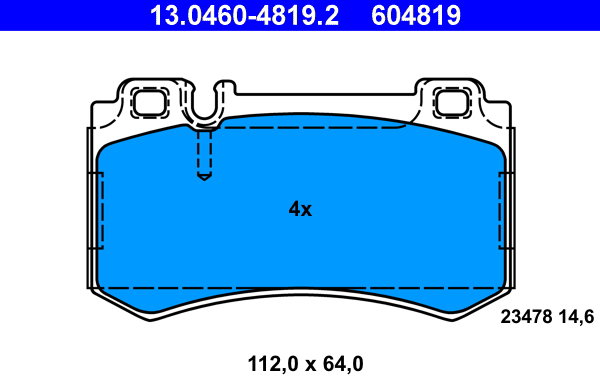 ATE 604819 Súprava brzdových doštičiek 13.0460-4819.2