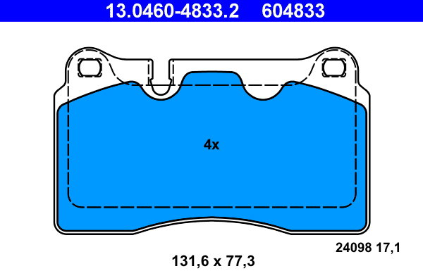 ATE 604833 Súprava brzdových doštičiek 13.0460-4833.2