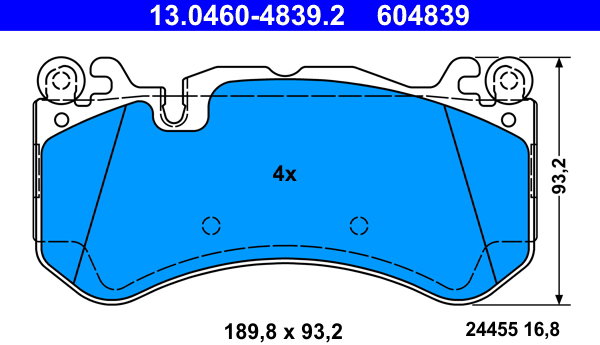 ATE 604839 Súprava brzdových doštičiek 13.0460-4839.2