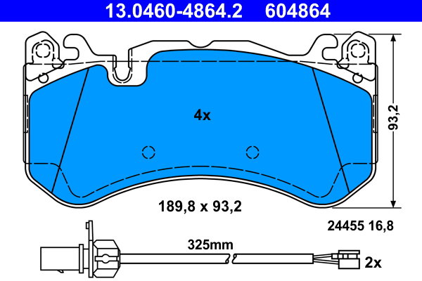 ATE 604864 Súprava brzdových doštičiek 13.0460-4864.2