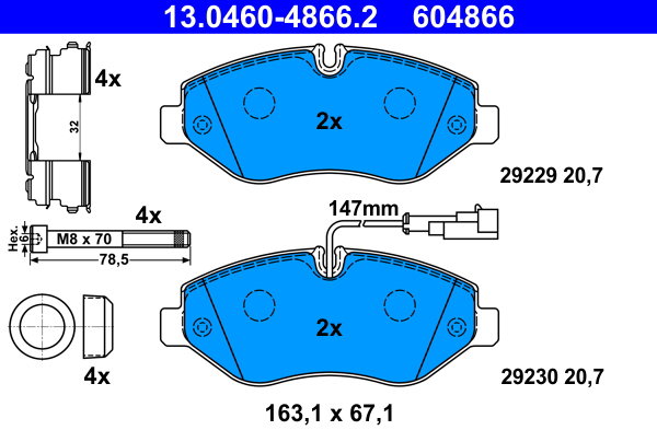 ATE 604866 Súprava brzdových doštičiek 13.0460-4866.2