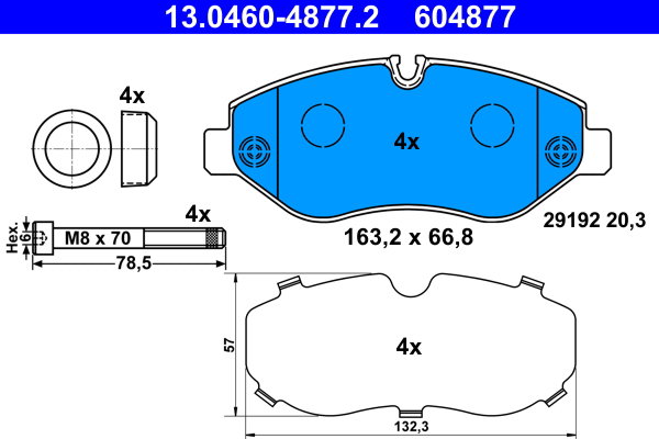 ATE 604877 Sada brzdových doštičiek 13.0460-4877.2