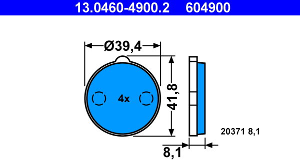 ATE 604900 Sada brzdových doštičiek 13.0460-4900.2