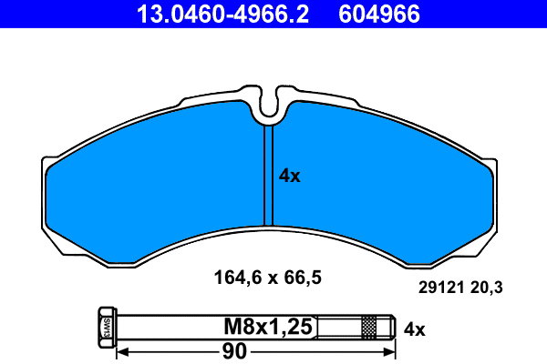 ATE 604966 Súprava brzdových doštičiek 13.0460-4966.2