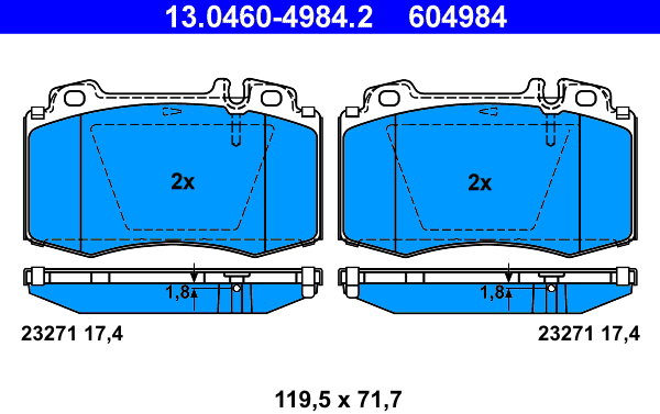 ATE 604984 Súprava brzdových doštičiek 13.0460-4984.2