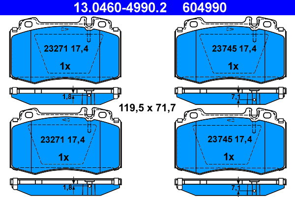 ATE 604990 Sada brzdových doštičiek 13.0460-4990.2