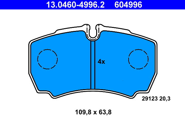 ATE 604996 Súprava brzdových doštičiek 13.0460-4996.2