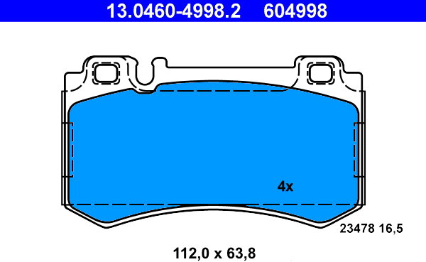ATE 604998 Sada brzdových doštičiek 13.0460-4998.2