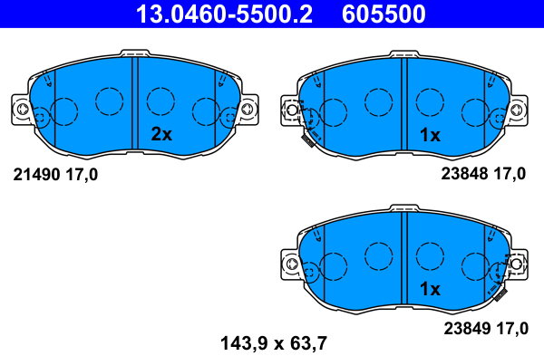 ATE 605500 Sada brzdových doštičiek 13.0460-5500.2