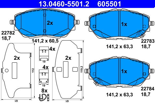 ATE 605501 Súprava brzdových doštičiek 13.0460-5501.2
