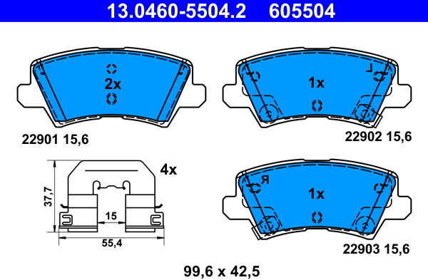 ATE 605504 Súprava brzdových doštičiek 13.0460-5504.2