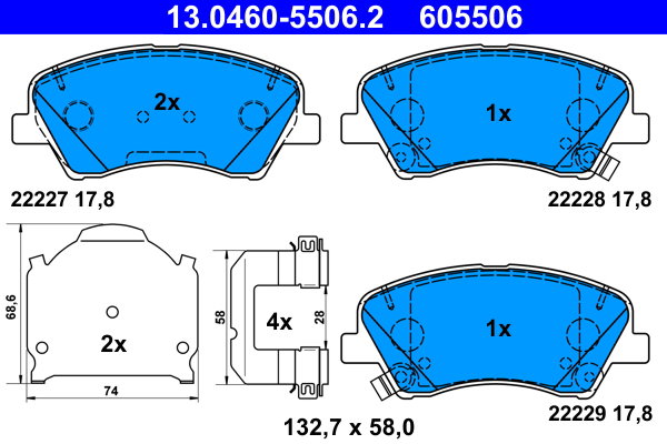 ATE Súprava brzdových doštičiek 13.0460-5506.2