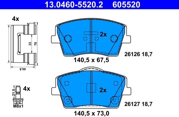 ATE Brzdové doštičky 13.0460-5520.2