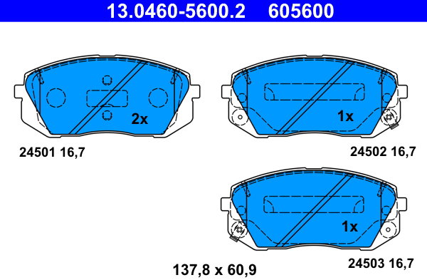 ATE 605600 Súprava brzdových doštičiek 13.0460-5600.2