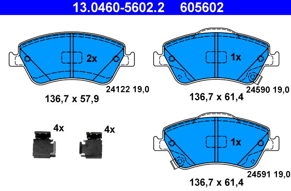 ATE 605602 Súprava brzdových doštičiek 13.0460-5602.2