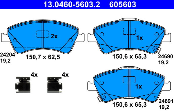 ATE 605603 Súprava brzdových doštičiek 13.0460-5603.2