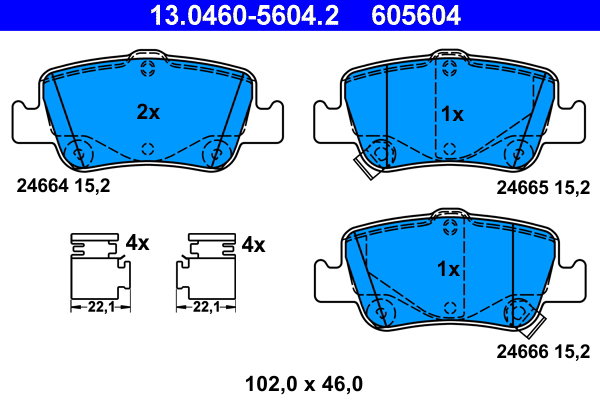 ATE 605604 Súprava brzdových doštičiek 13.0460-5604.2