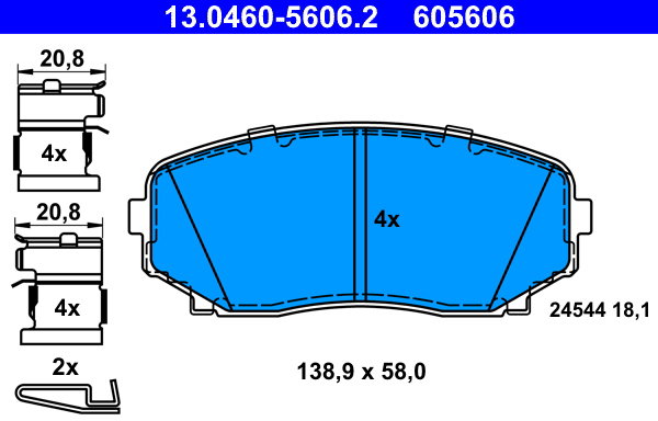 ATE 605606 Súprava brzdových doštičiek 13.0460-5606.2